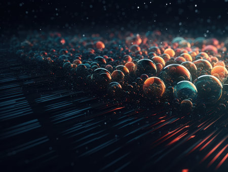 Abstract futuristic dotted lines Big data and Global Communication technology visuliastion Cyberspace sci fi backgroundの素材