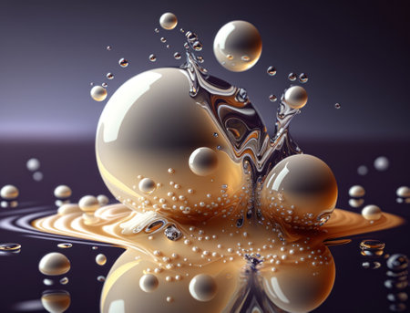 Sphere with pearls Abstract geometric composition backgroundの素材