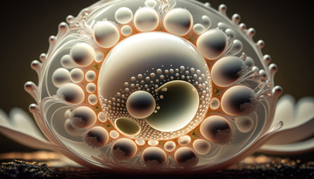 Sphere with pearls Abstract geometric composition backgroundの素材