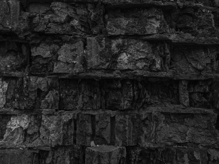 Black and white photo of a stone wall. Abstract background and texture for design.