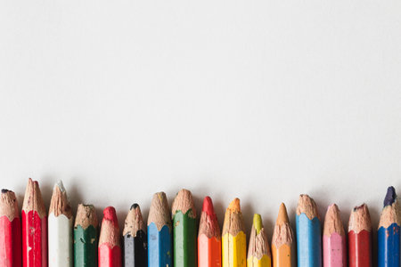 Color pencils isolated on white background with copy space for text.の写真素材
