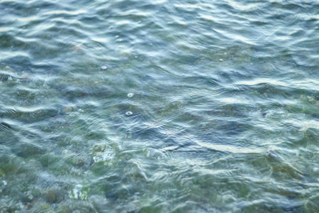 blue sea water with small waves, closeup of photo, nature series