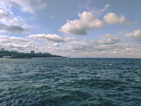 View from the sea to the city of Vladivostok.の写真素材