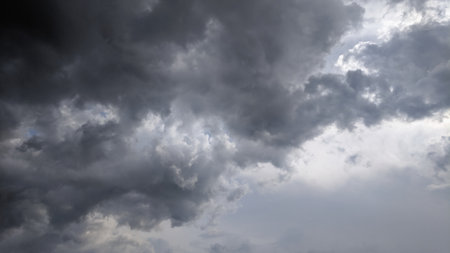 Dark storm clouds before a thunder-storm. Panoramic image.
