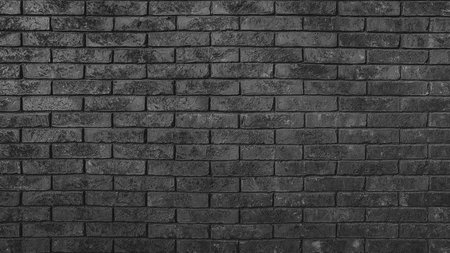 Black brick wall texture background. Black and white brick wall texture.の写真素材