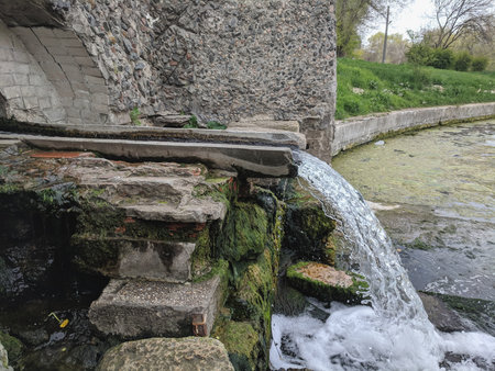 Old water mill in the city park. Russia, Tatarstanの写真素材
