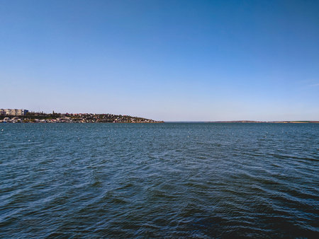 View of the city from the sea.の写真素材