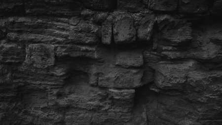 Black stone wall texture background. Black stone wall texture. Black stone wall texture background.の写真素材