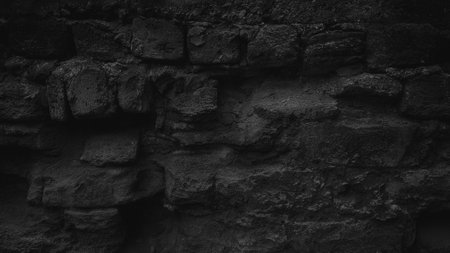 Black stone wall texture background. Black stone wall texture background. Black stone wall texture.の写真素材
