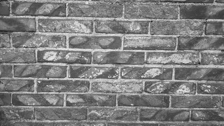 Black and white brick wall texture background. Monochrome tone.の写真素材