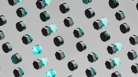 3d rendering of a lot of hexagons on a gray background