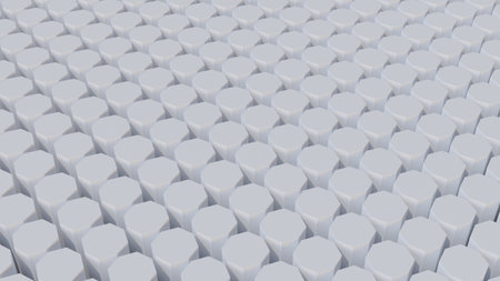 Abstract 3d rendering of white hexagons. Computer generated background.