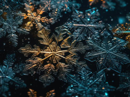 Snowflakes on a black background. Snowflakes on a black backgroundの素材