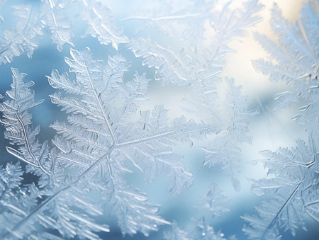 Glass adorned with frost as a decorative backgroundの素材