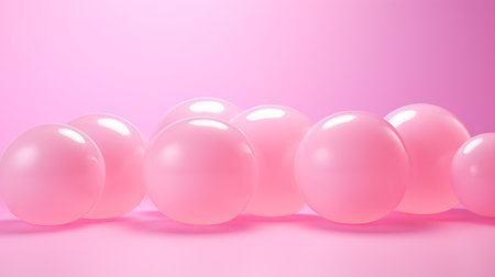 Pink balloons on a pink background. 3d rendering, 3d illustration.の素材