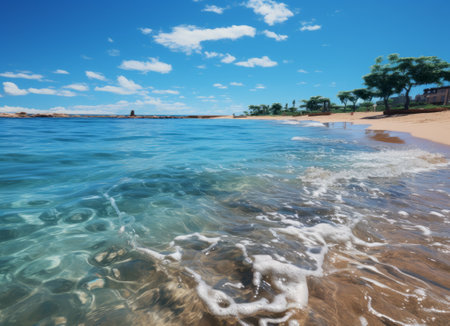 Beautiful seascape with turquoise water and blue skyの素材