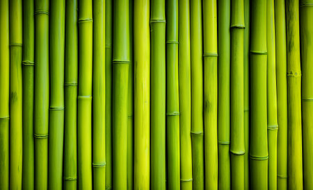 Green bamboo wall for background or texture. Green bamboo wall background.の素材
