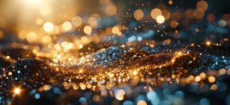 Glittering golden lights with bokeh effect. 3d renderingの素材