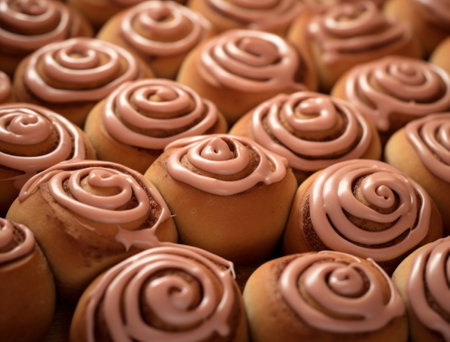 Close up of delicious chocolate buns. Shallow depth of field.の素材