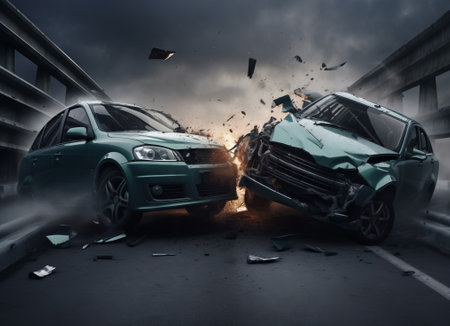 Car accident on the road in the city. Auto insurance concept.の素材