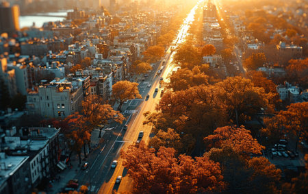 Aerial view of the streets of Paris at sunset. France.の素材