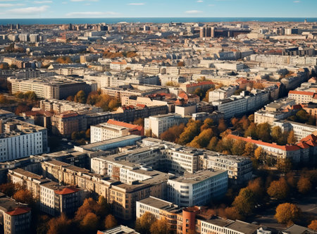 Aerial view of the city of Vilnius, Lithuania.の素材