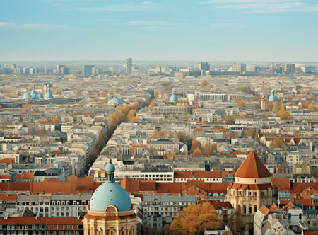 Panoramic aerial view of Vienna, Austria in the morning.の素材