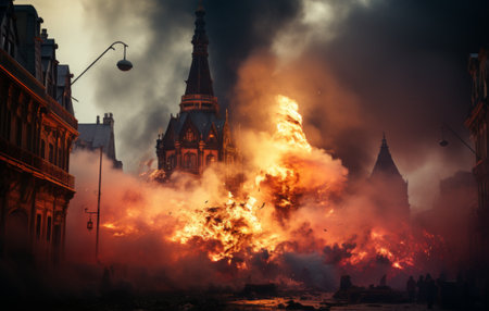 Fire in the city of St. Petersburg.の素材
