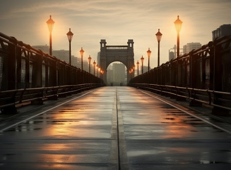 Dramatic sunset view of Szechenyi Chain Bridge in Budapest, Hungaryの素材