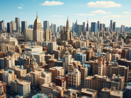 Aerial view of modern city with skyscrapers. 3d renderingの素材