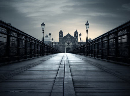 The Bridge of Peace in Budapest, Hungary. Black and white.の素材