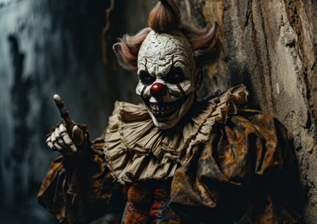 Portrait of a scary clown in the dark. Halloween. Horror.の素材