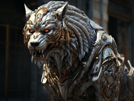 The lion in the city of Beijing, China. Close-upの素材