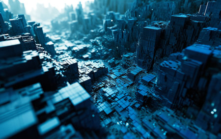 3D rendering of abstract futuristic city. Technology and communication concept.の素材