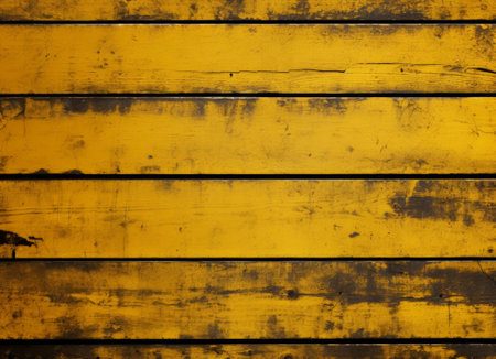 Yellow painted wooden wall. Abstract background and texture for design and ideas.の素材