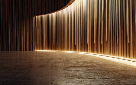 3D render of empty stage with curtains and spotlights on itの素材