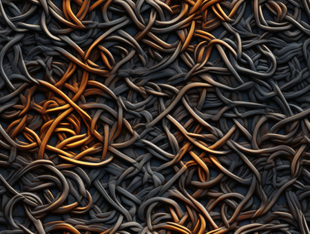 3d render of abstract background with metallic wire. High resolution image.の素材
