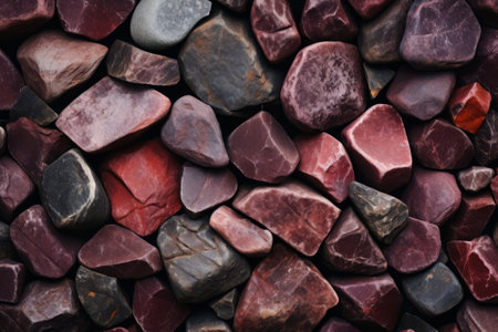 Background of stone wall texture. Red and black stone wall texture.の素材