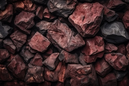 Background of red and black pebbles. Texture of pebbles.の素材
