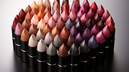 Lipsticks in a row on a white background. 3d renderingの素材