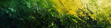 abstract oil painting on canvas with green and yellow colors, panoramaの素材