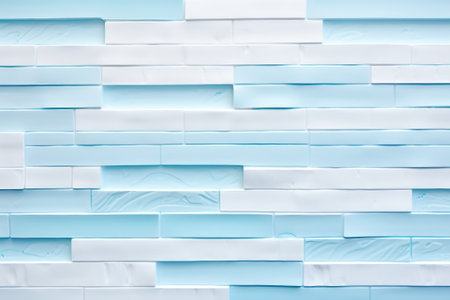 White and blue plastic wall background or texture. 3d illustration.の素材