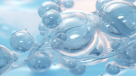 3d render of abstract background with blue water and bubbles in itの素材