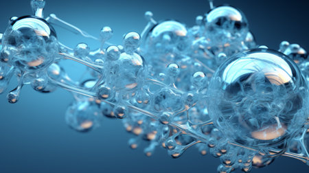 3d illustration of abstract background with molecules and atoms, scientific conceptの素材