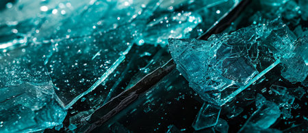 Pieces of broken ice on a black background. Close-up.の素材
