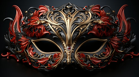 Venetian mask isolated on black background. 3d illustration.の素材