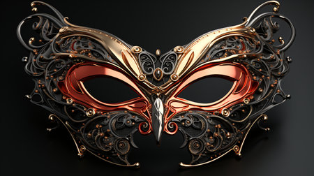 Mardi Gras mask on a black background. 3d illustrationの素材