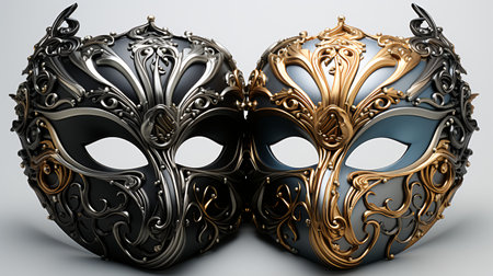 Mardi Gras masks isolated on white background. 3d illustrationの素材