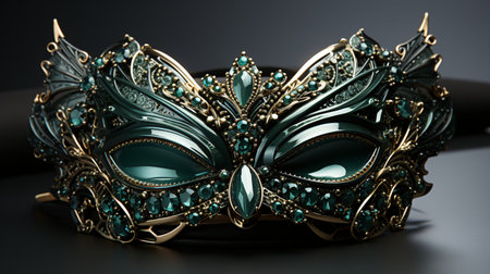 Mardi Gras mask on black background. 3d illustration.の素材