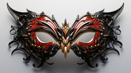 Mardi Gras carnival mask with red and black ornament.の素材